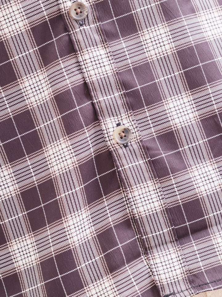 Textured Checkered Regular Fit Shirt | Brown
