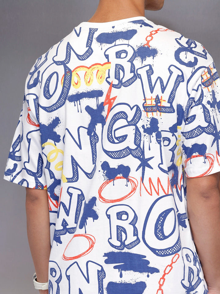 All-over print oversized T-shirt | White