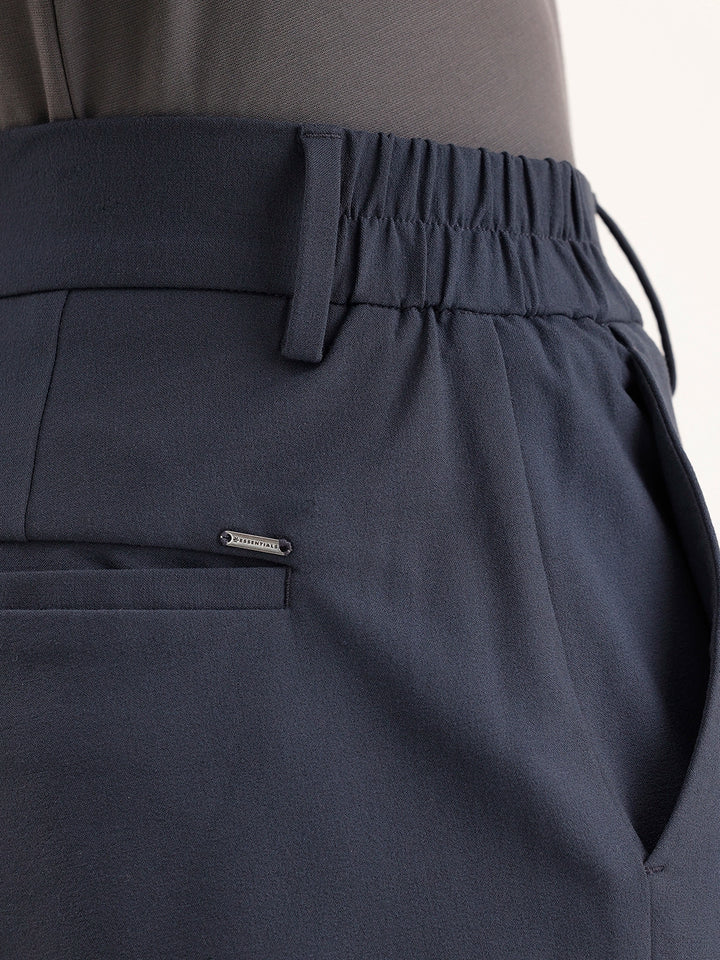Solid Straight Fit Trouser | Blue