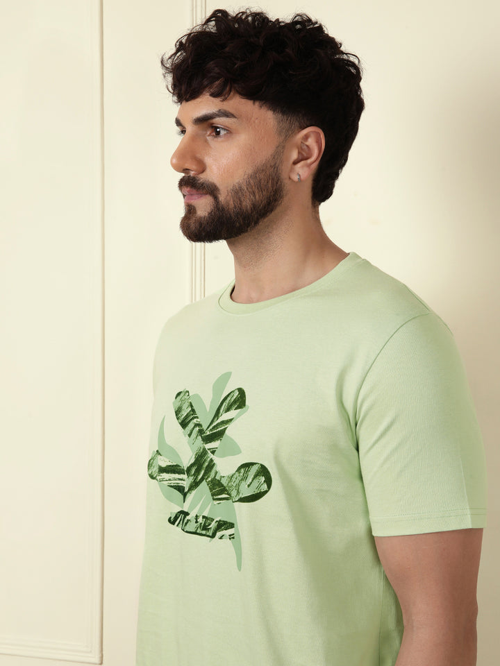Flock Print Slim Fit T-Shirt | Green