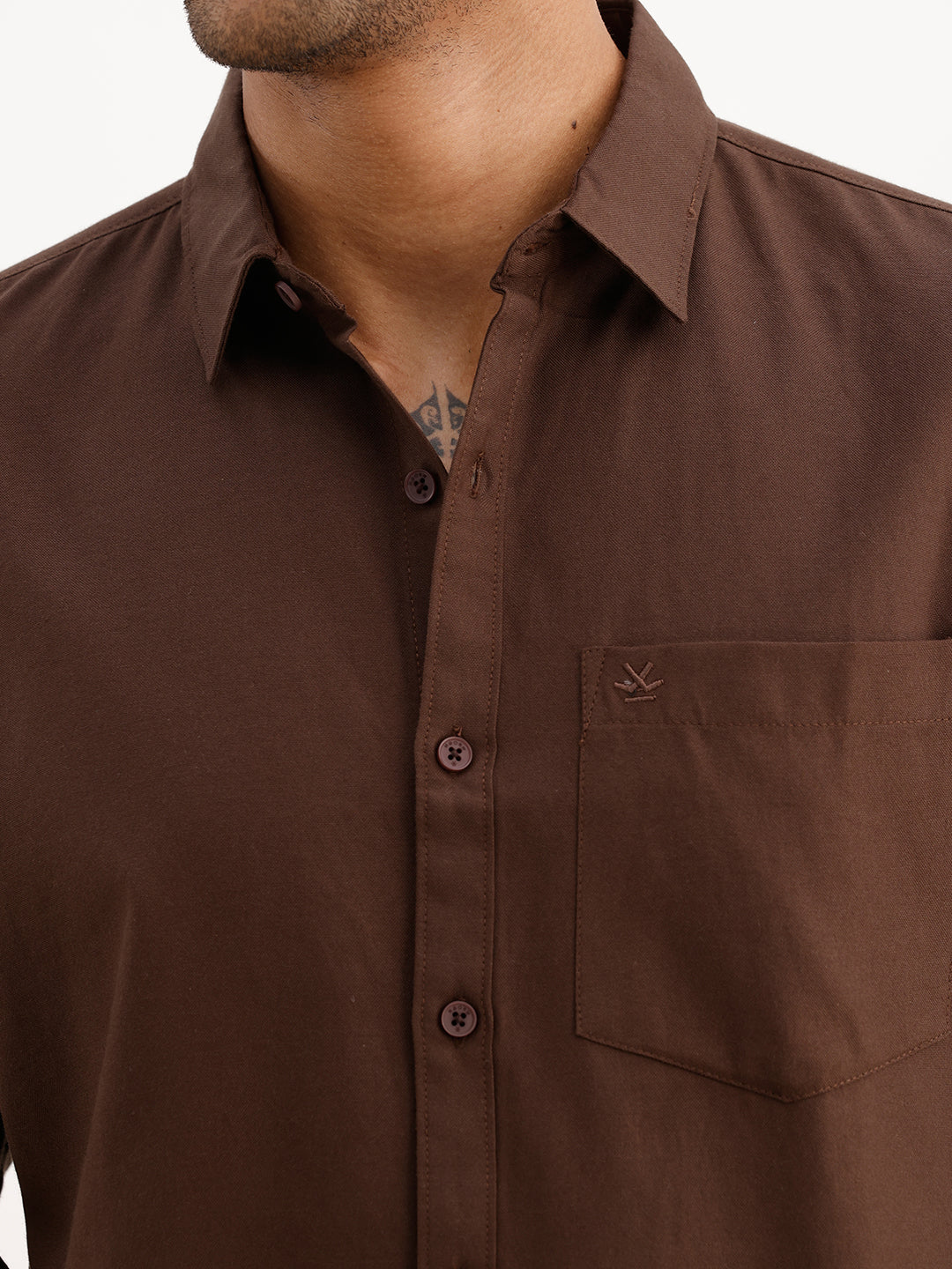 Solid Regular Fit 100% Cotton Shirt | Brown