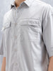 Wrogn Men's Oversized Plus Double Pocket Shirt | Grey