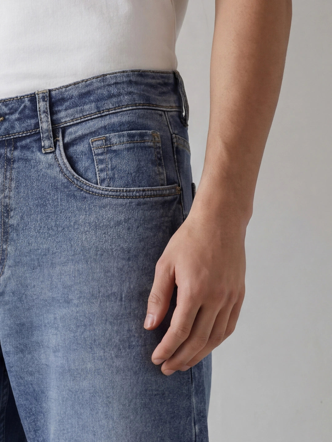 Anti Fit Printed Denim Jeans | Light Blue