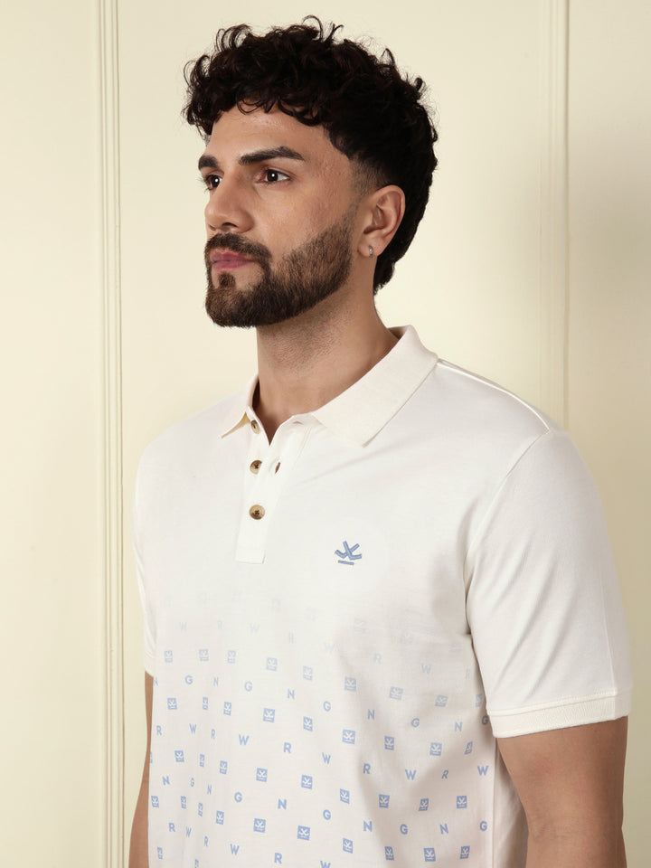 Casual Ombre Printed Polo T-Shirt | Off White