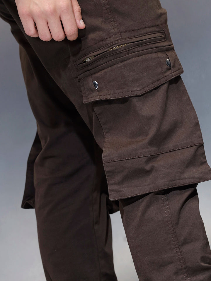 Men's Casual Straight Fit Cargo Trousers | Rust