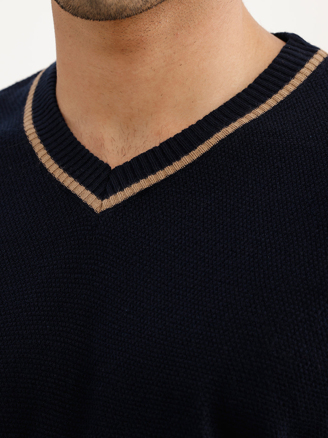Classic Tipping Knitted Sweater | Blue