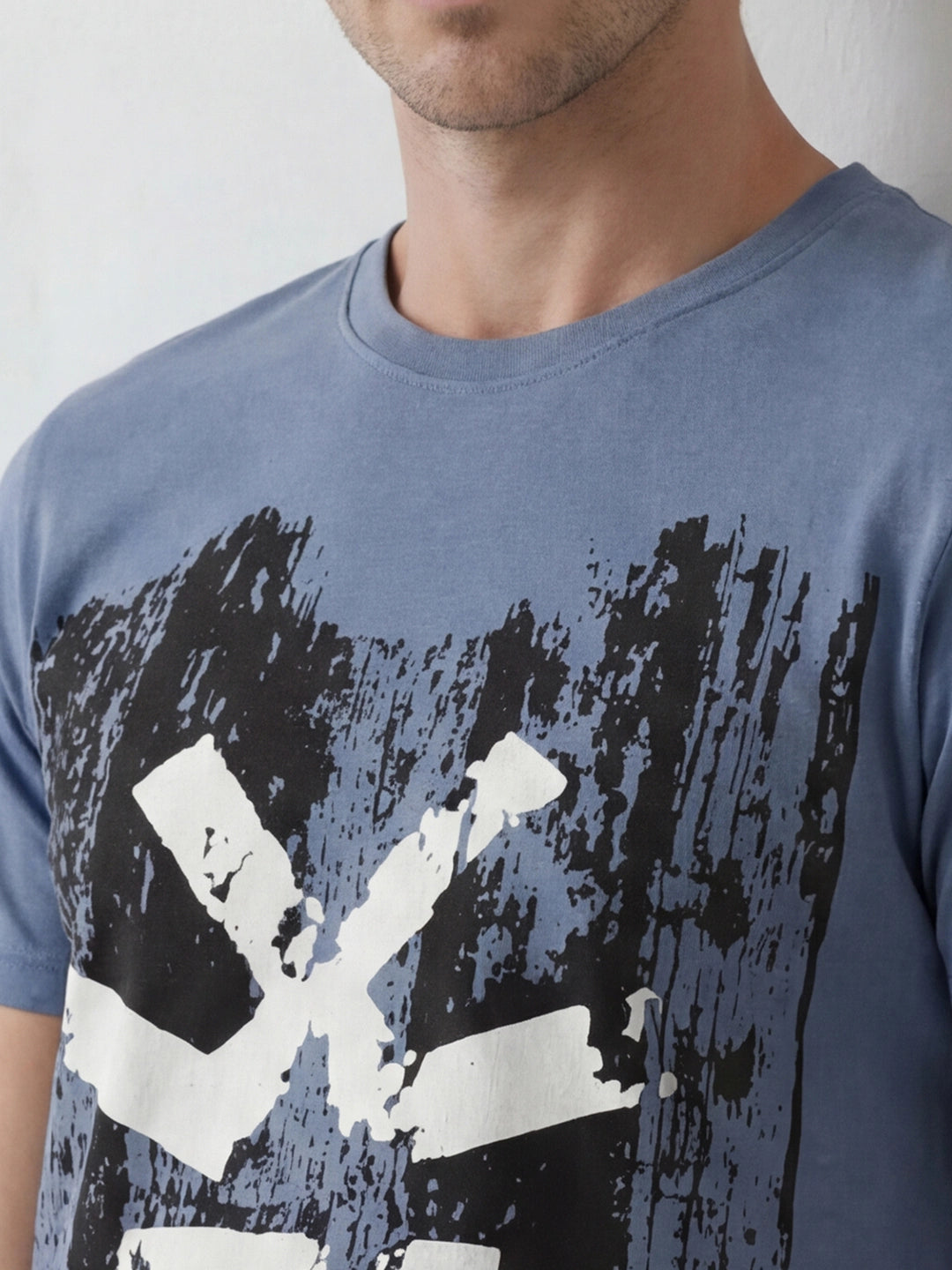 Slim Fit Placement Printed T-Shirt | Blue