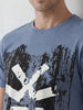 Slim Fit Placement Printed T-Shirt | Blue