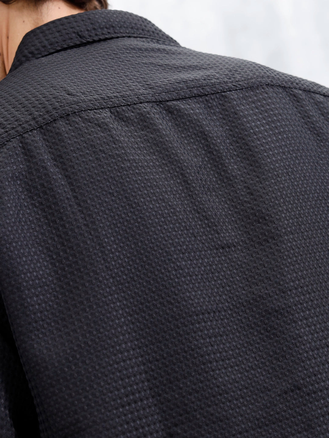 Wrogn Oversized Double Pocket Textured Shirt For Men's | Black