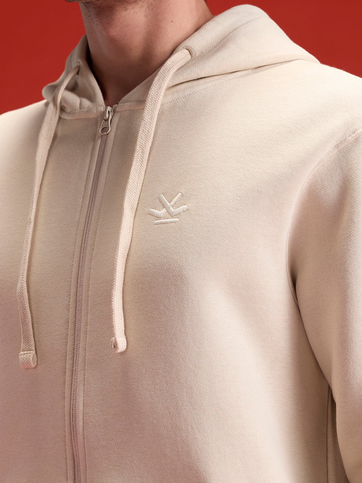 Men’s Solid Zip-Up Hoodie Sweatshirt | Tapioca