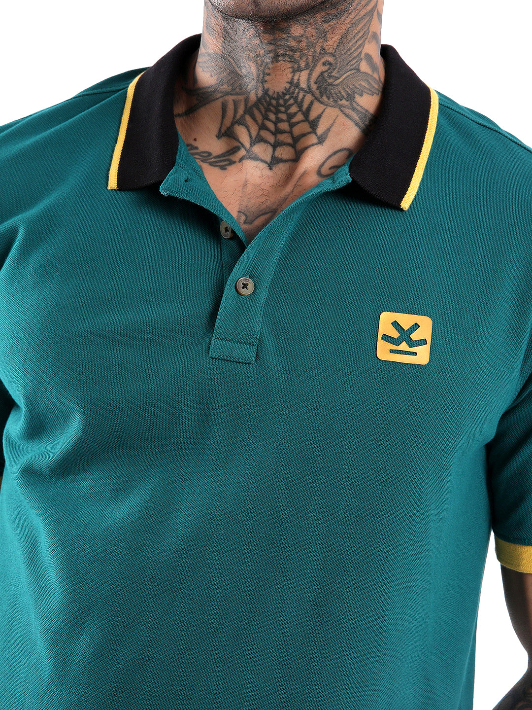 Solid Teal Tipped Collar Polo