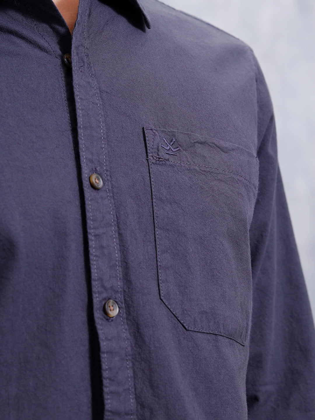 Men’s Slim Fit Solid Casual Shirt | Blue