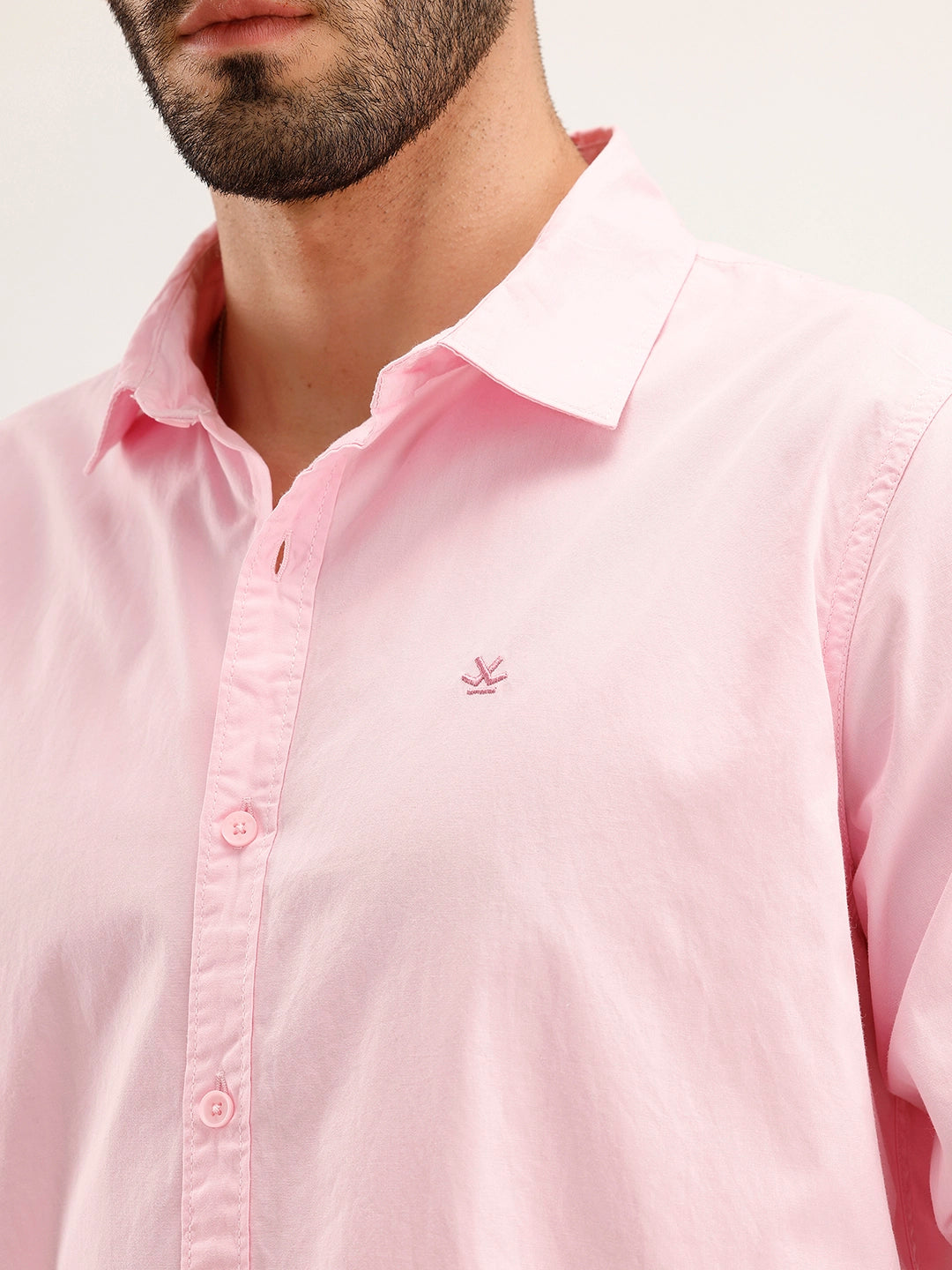 Solid Regular Fit Full Sleeve Shirt | Pink