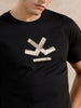 Gold Foil Print Slim Fit T-Shirt | Black