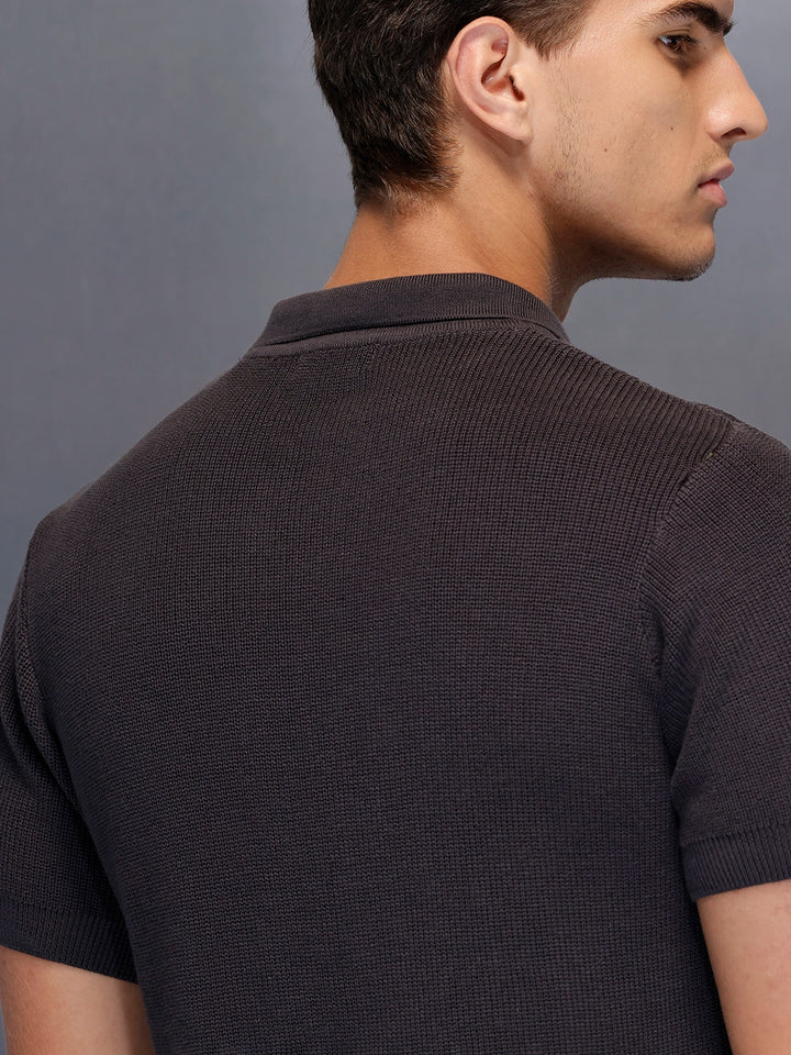 Textured polo shirt | Dark Grey