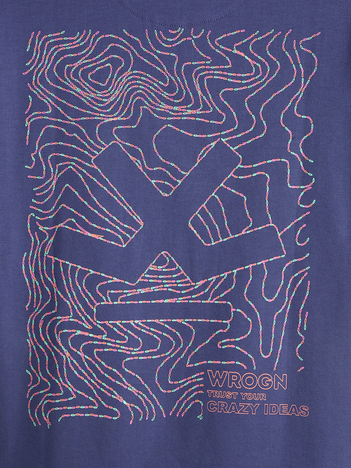 Logo Printed Oversized T-Shirt | Dark Blue