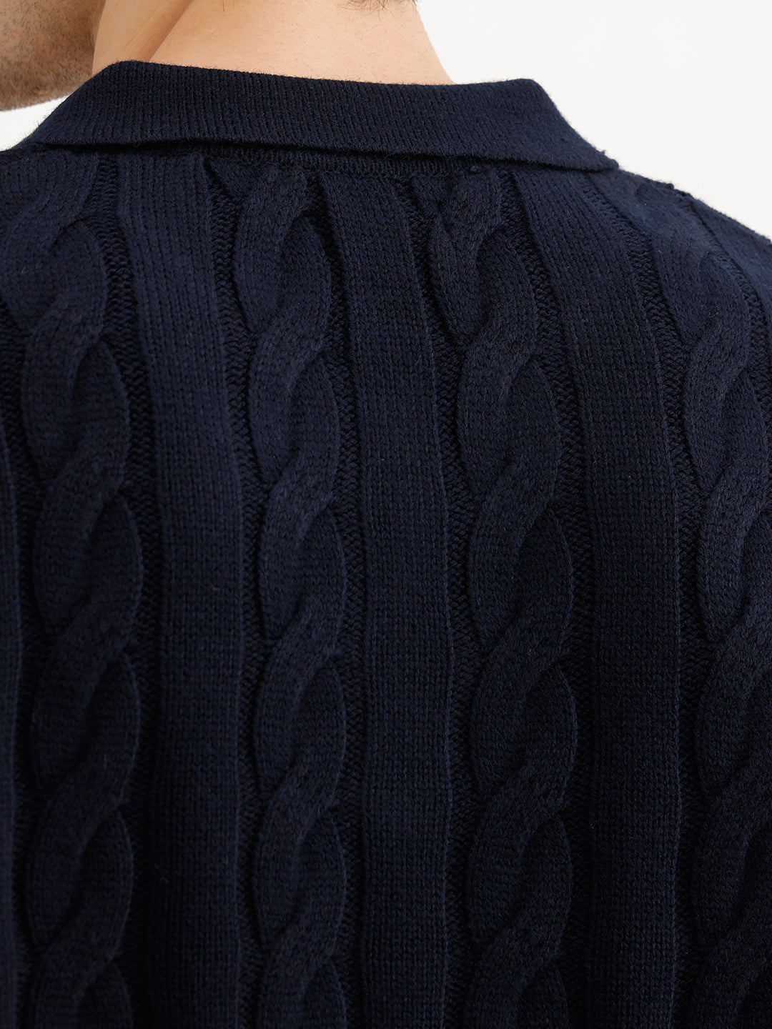 Solid Oversized Fit Cable Knitted Sweater | Blue | WSW02FSOS1084W