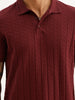 Textured Slim Fit Polo T-Shirt | Wine