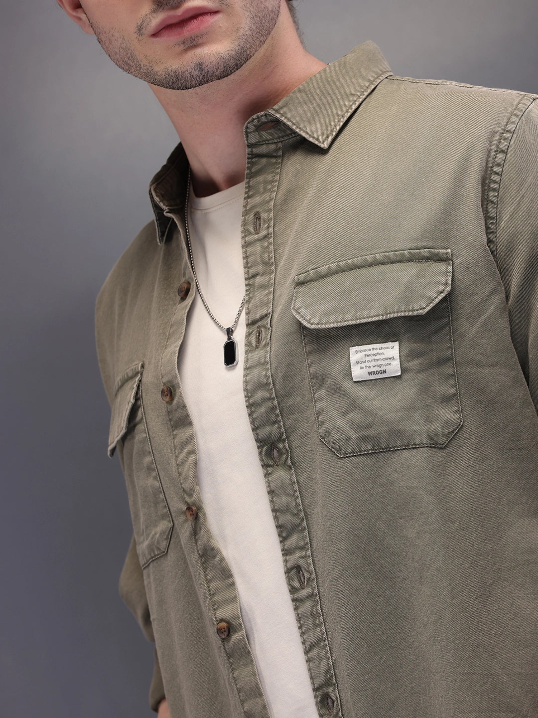 Double Pocket Full Sleeve Shirt | Green
