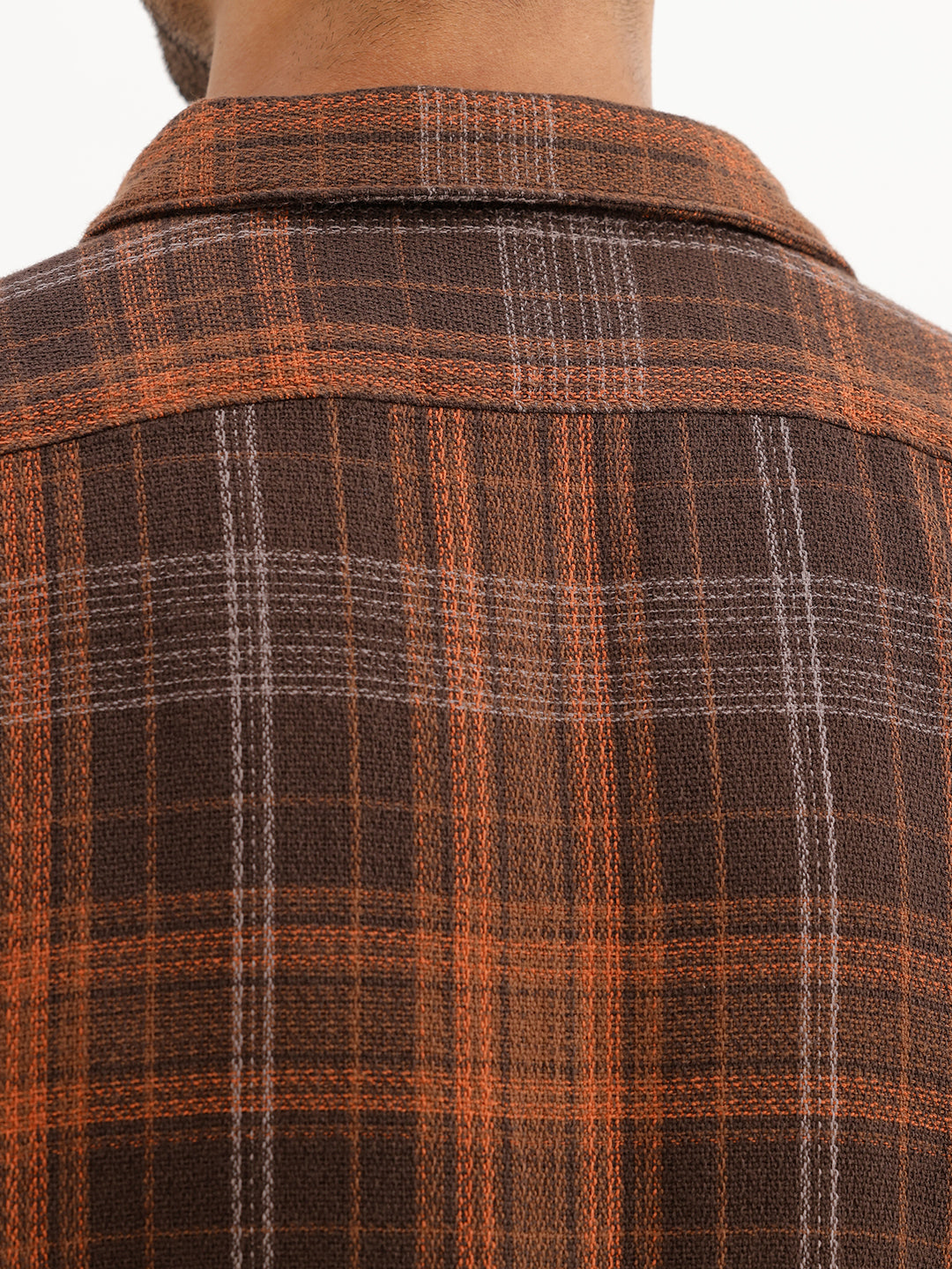 Slim Fit Checkered Full Sleeve Shirt | Brown