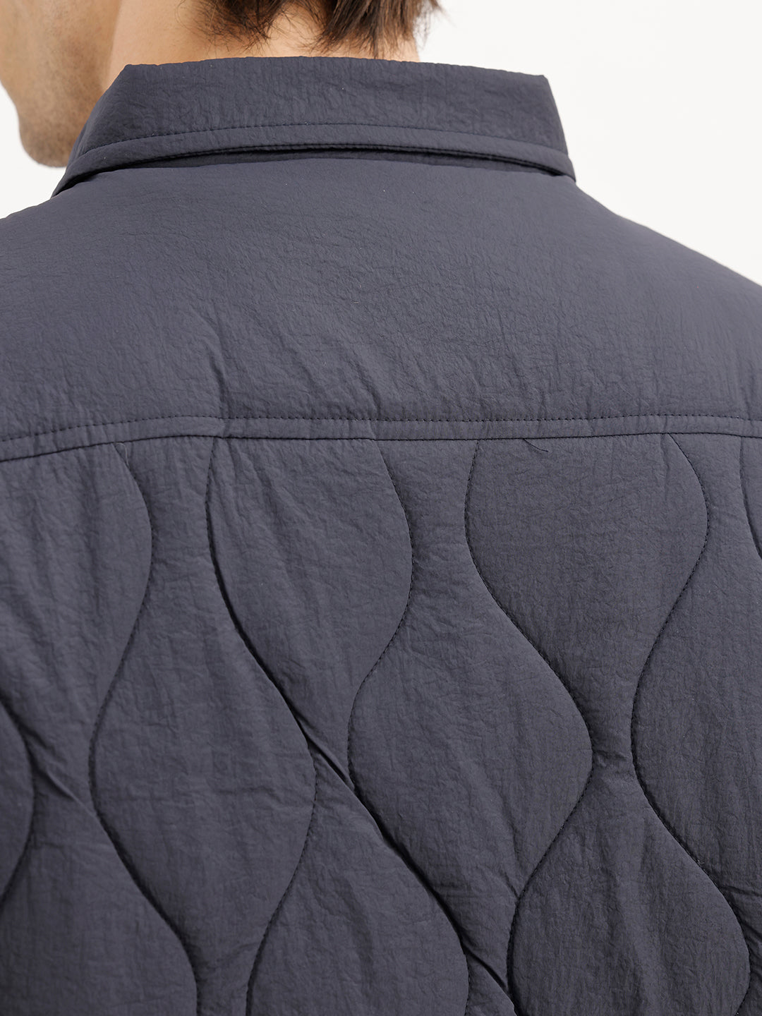 Solid Regular Fit Fuffer Jacket | Navy Blue | WJK02FSRE1028W