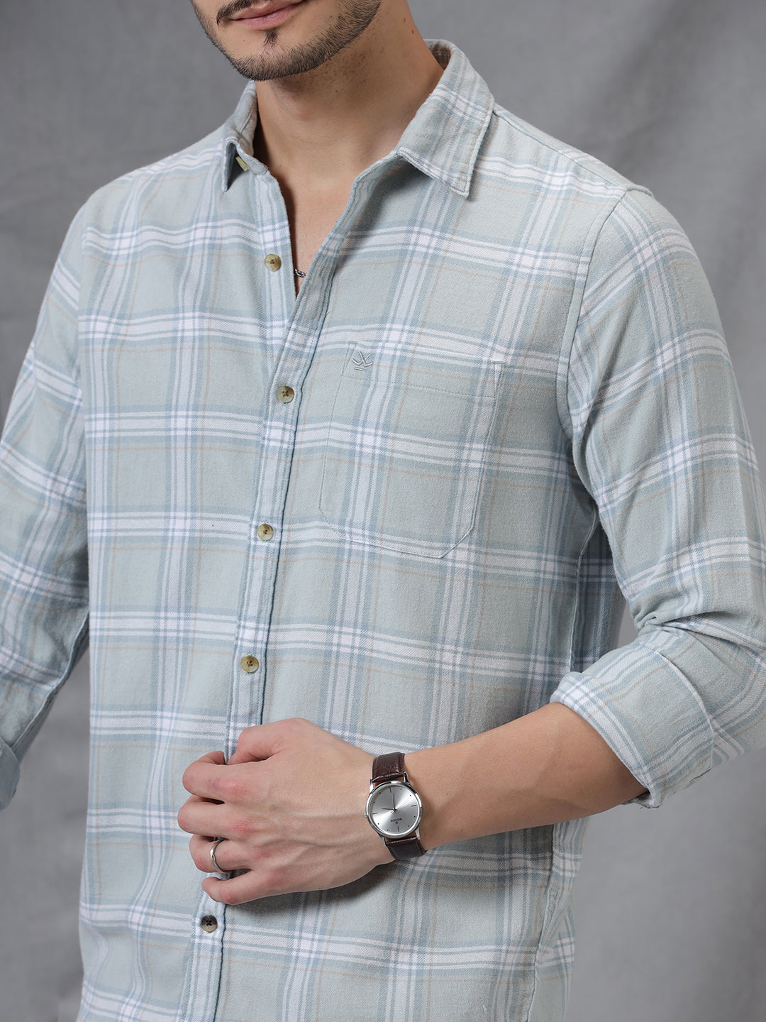 Checked in Azure Blue Slim Fit Shirt