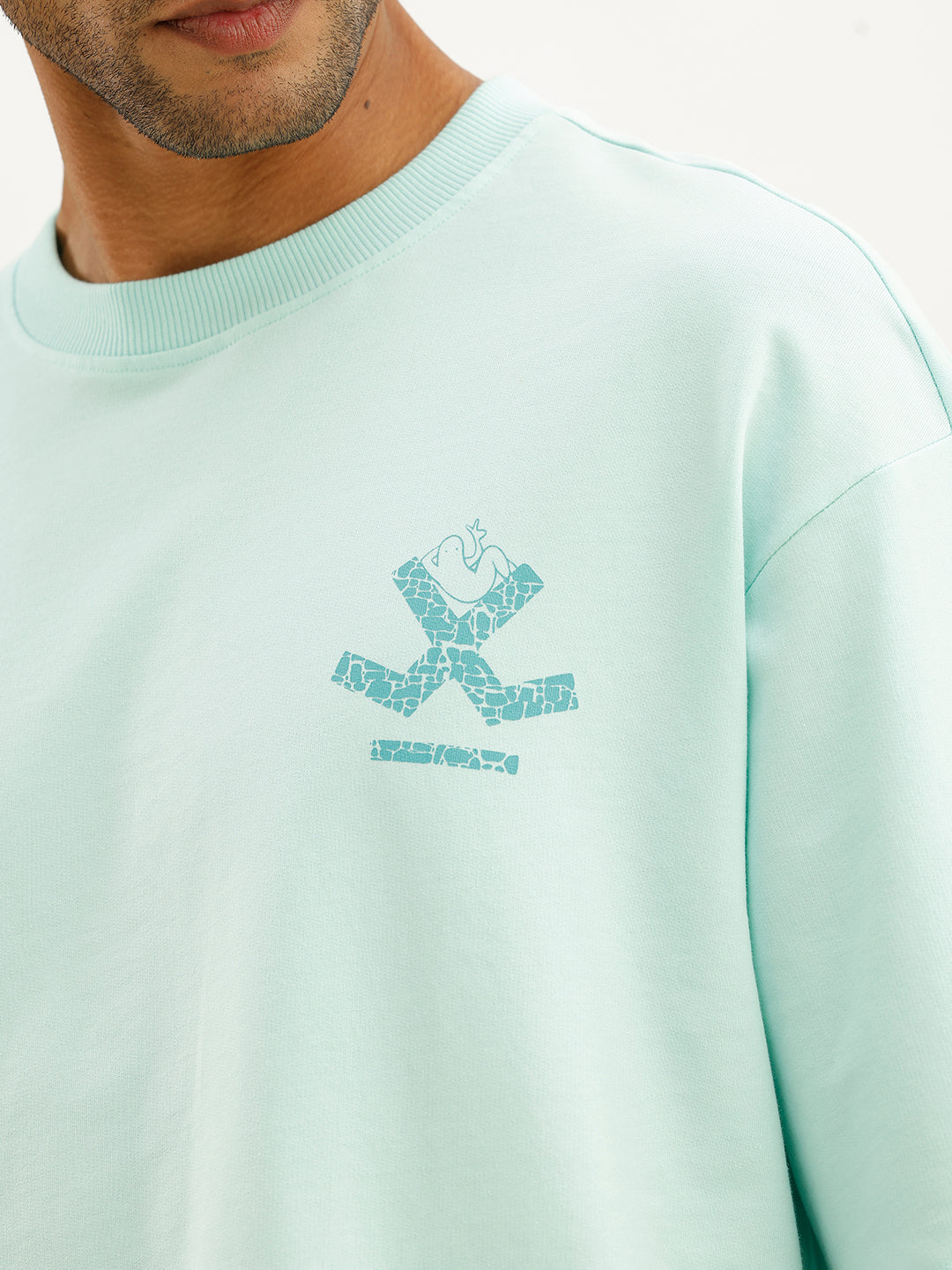 Oversized Back Printed T-Shirt | Light Green