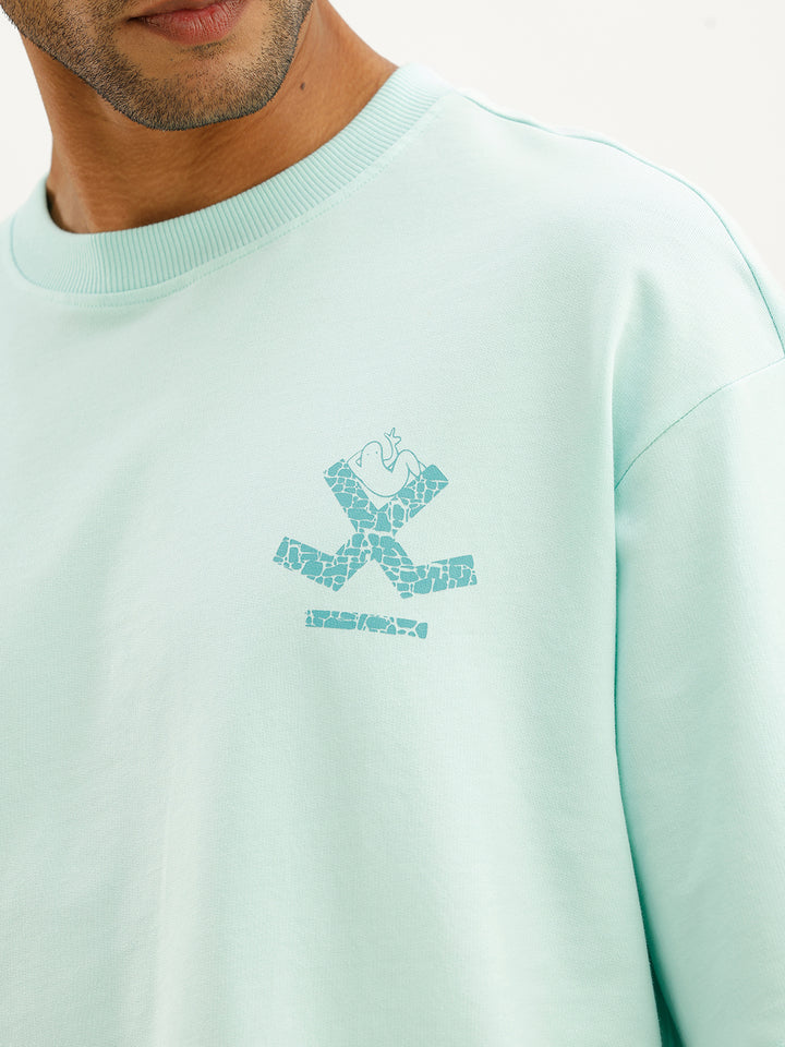 Oversized Back Printed T-Shirt | Light Green