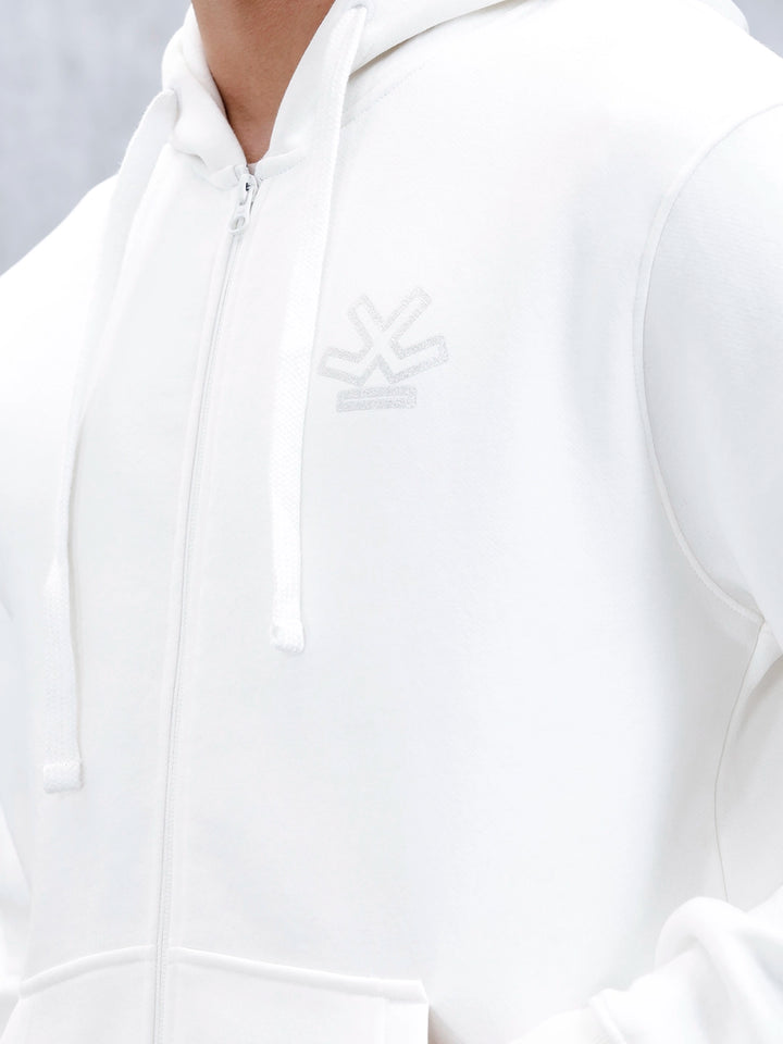 Men’s Solid Zip-Up Hoodie Sweatshirt | Snow White