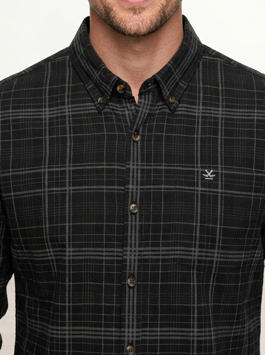 Slim Fit Checkered Shirt | Black
