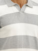 Slim Fit Striped Full Sleeve Polo T-Shirt | Grey