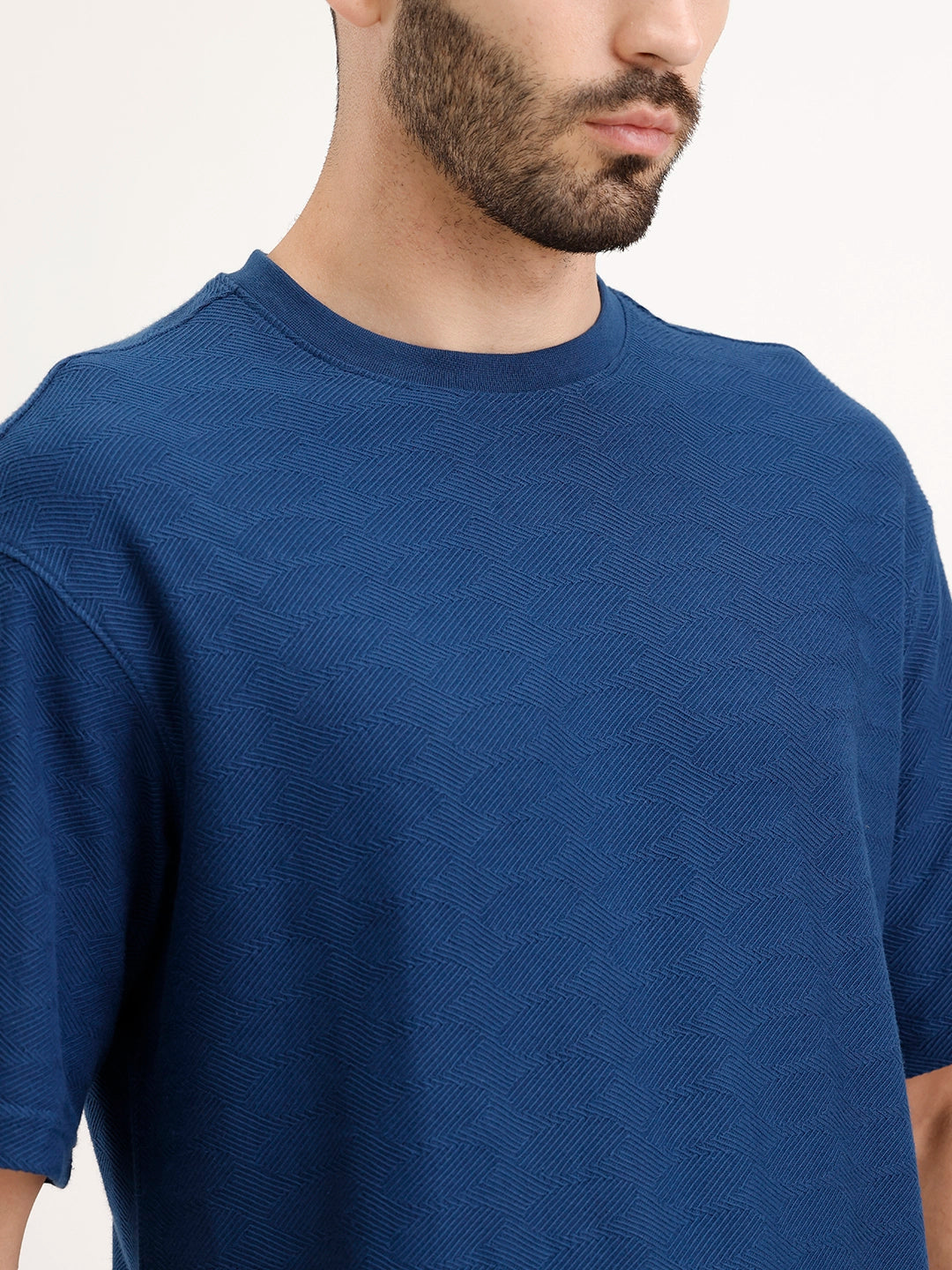 Oversized Textured T-Shirt | Dark Blue