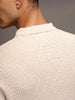 Textured Knit slim fit Polo T-shirt | Beige