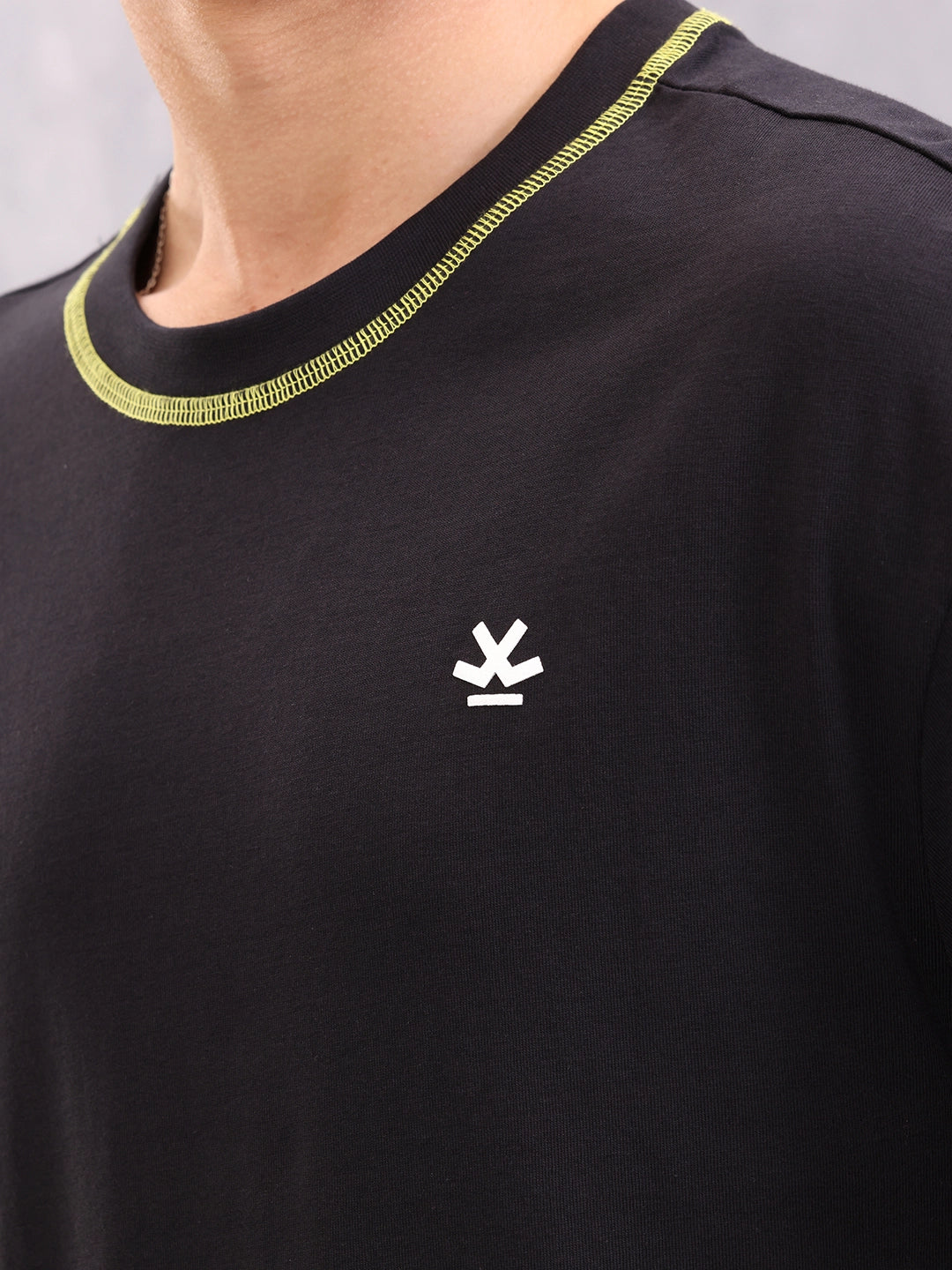 Contrast Flat Lock Detail Oversized Fit T-shirt | Black