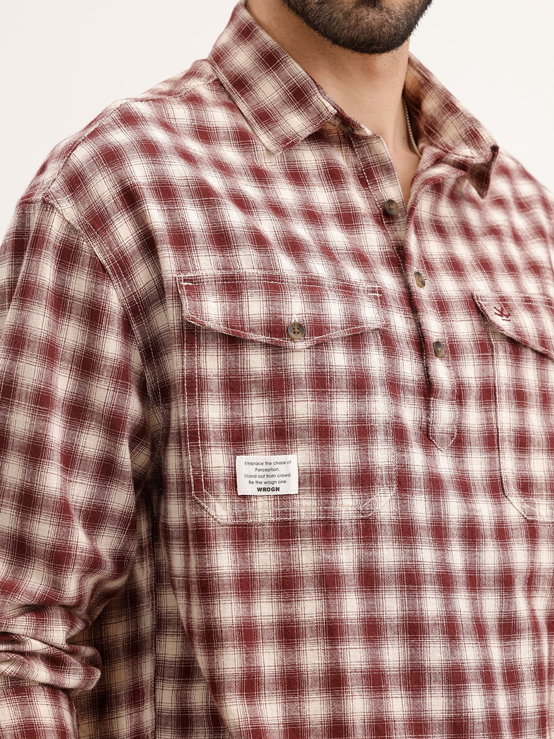 Oversized Fit Double Pocket Shirt | Red