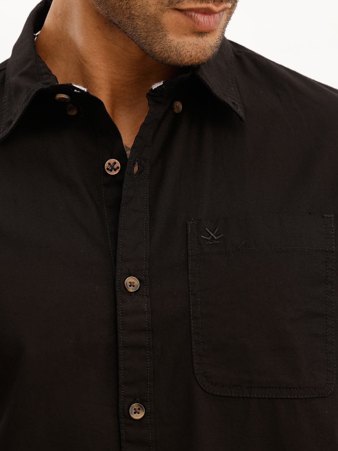 Solid Regular Fit Full Sleeve Shirt | Black | WNSH0502