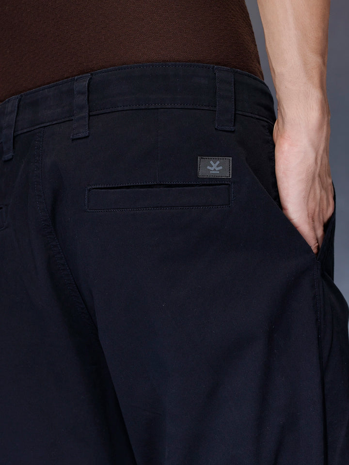 Men’s solid black cotton chinos | Navy