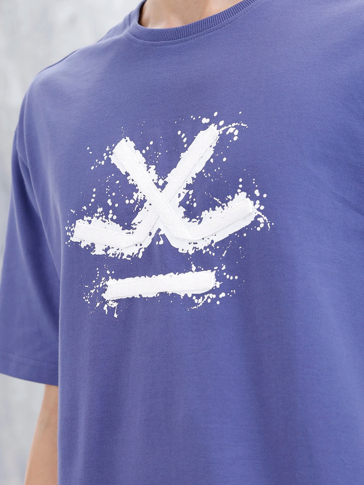 Wrogn Oversized Fit Graphic T-Shirt | Dark Blue