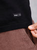 Flat Knit Striped Pattern Polo T-Shirt | Black