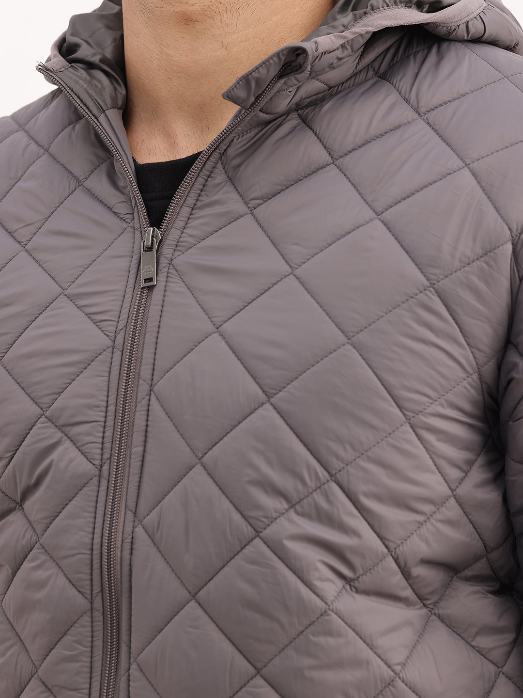 Solid Regular Fit Puffer Jacket | Grey