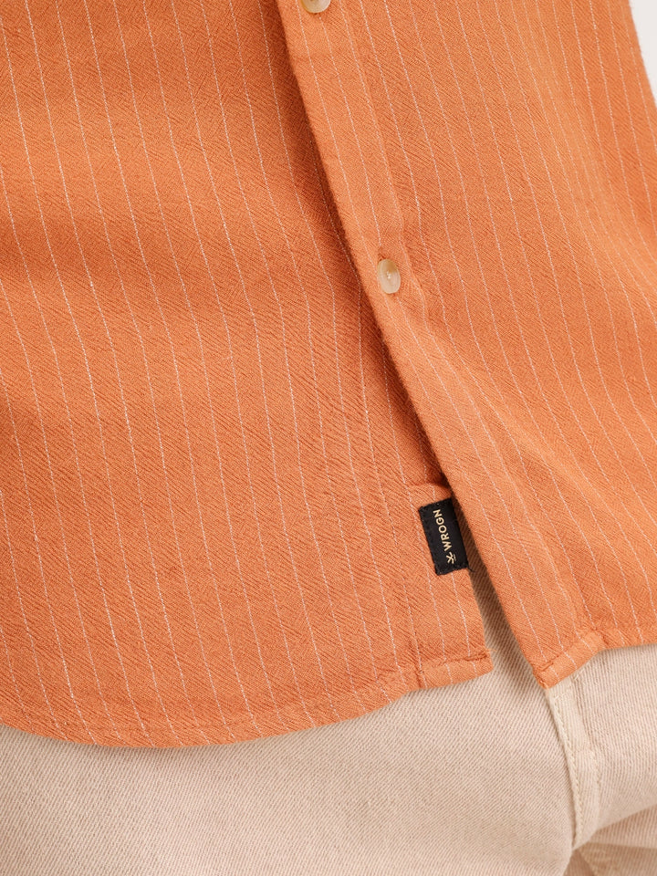 Slim Fit Half Sleeve Shirt | Rust