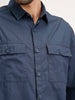 Oversized Double Pocket Half Sleeve Shirt | Blue
