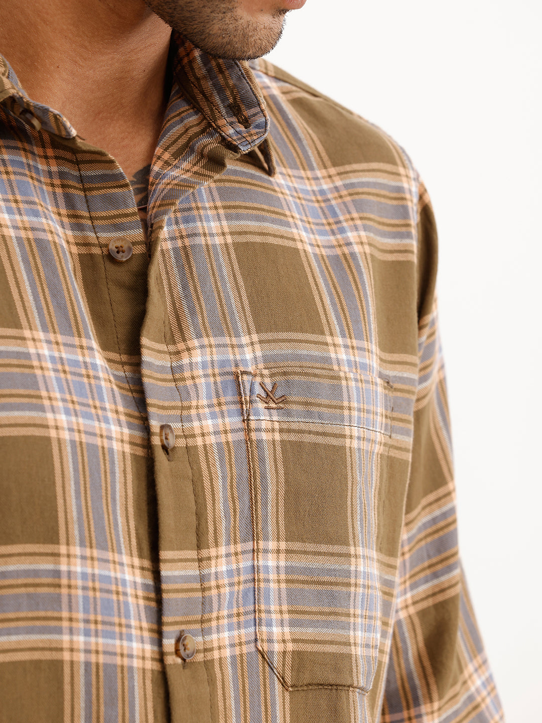 Regular Fit Full Sleeve Checkered Shirt | Green
