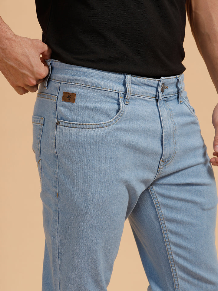 Solid Heavy Fade Slim Fit Jeans | Light Blue