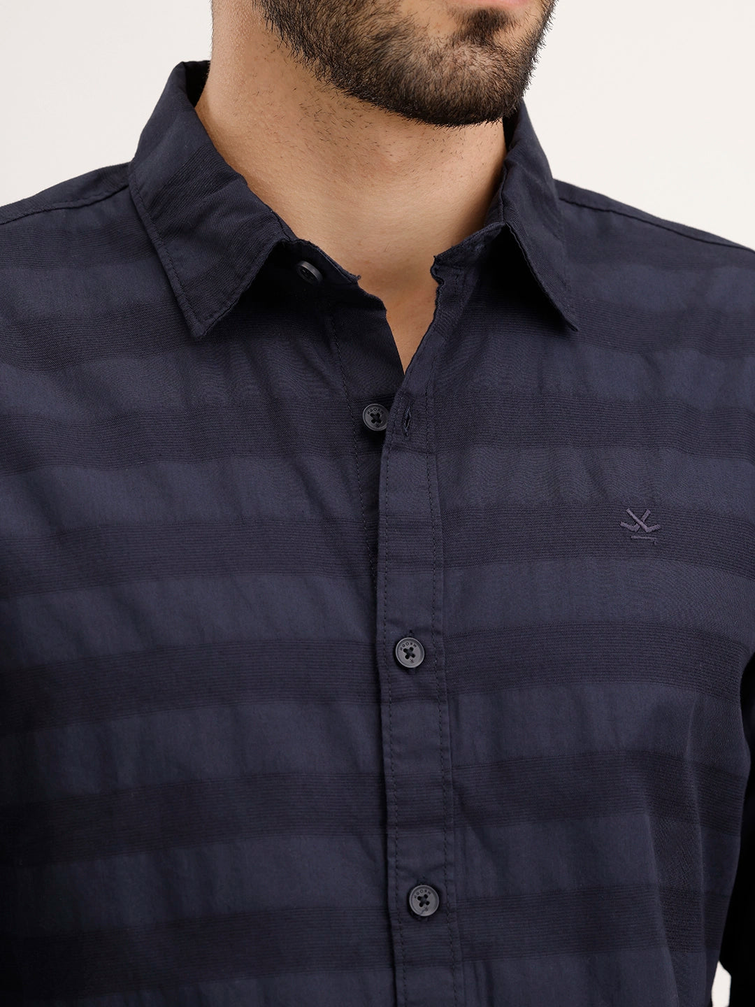 Regular Fit Striped Full Sleeve Shirt | Blue