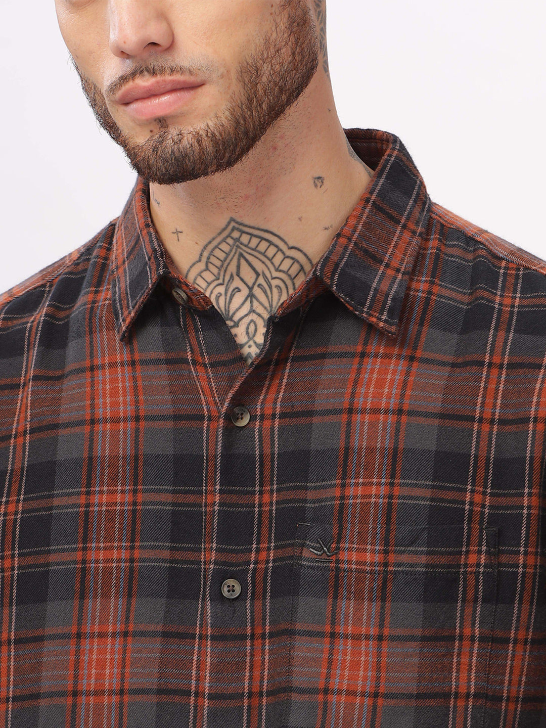 Rust Dyed Checkered Shirt