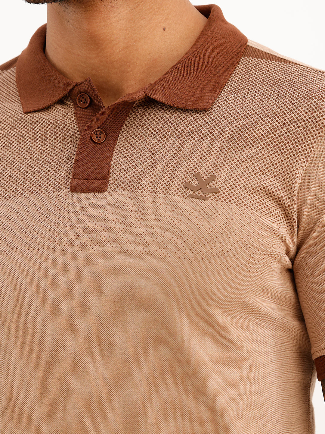 Regular Fit Placement Printed Polo T-Shirt | Light Brown
