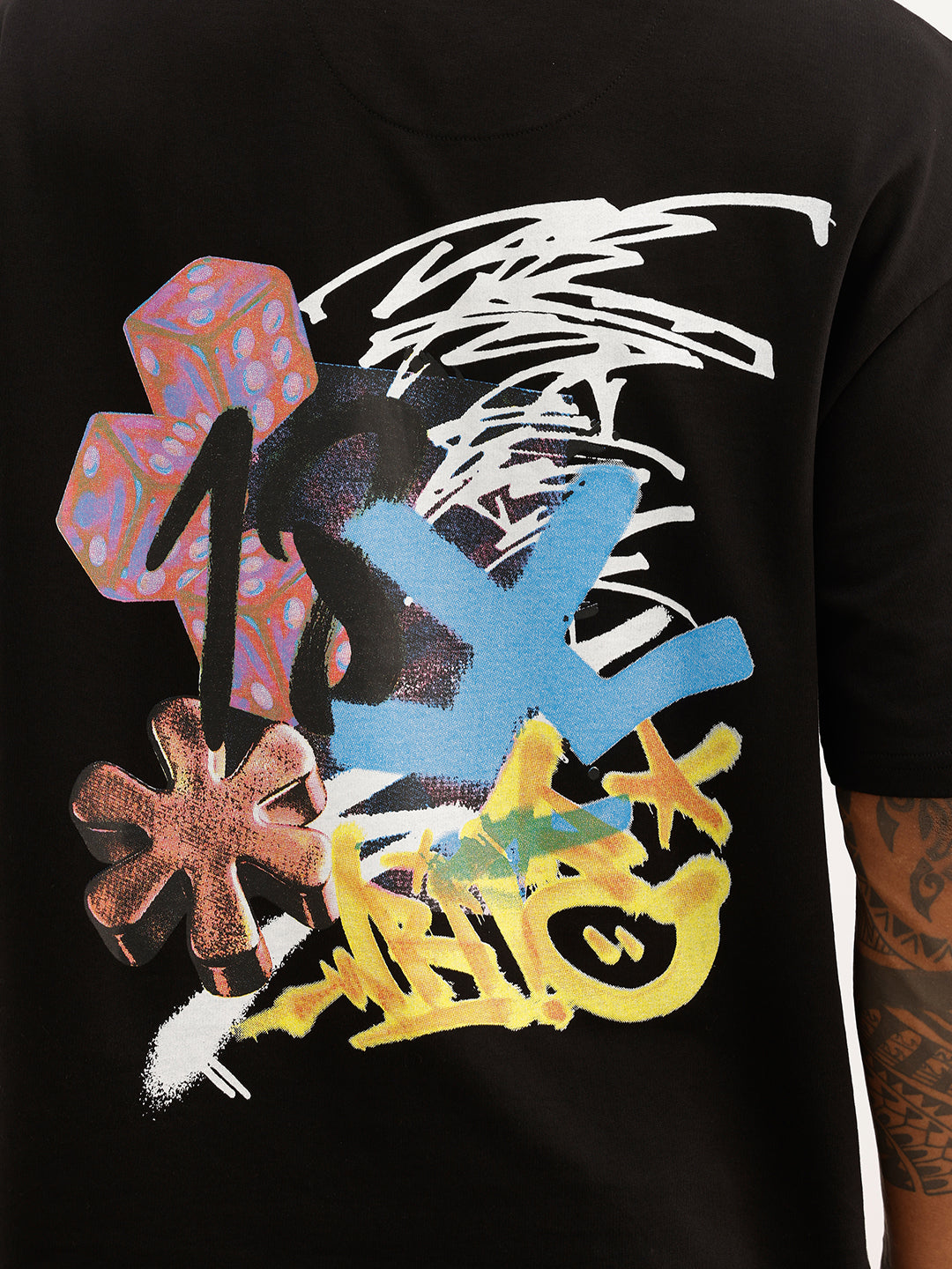 Oversized Fit Back Printed T-Shirt | Black | WTS02HSOS1021S