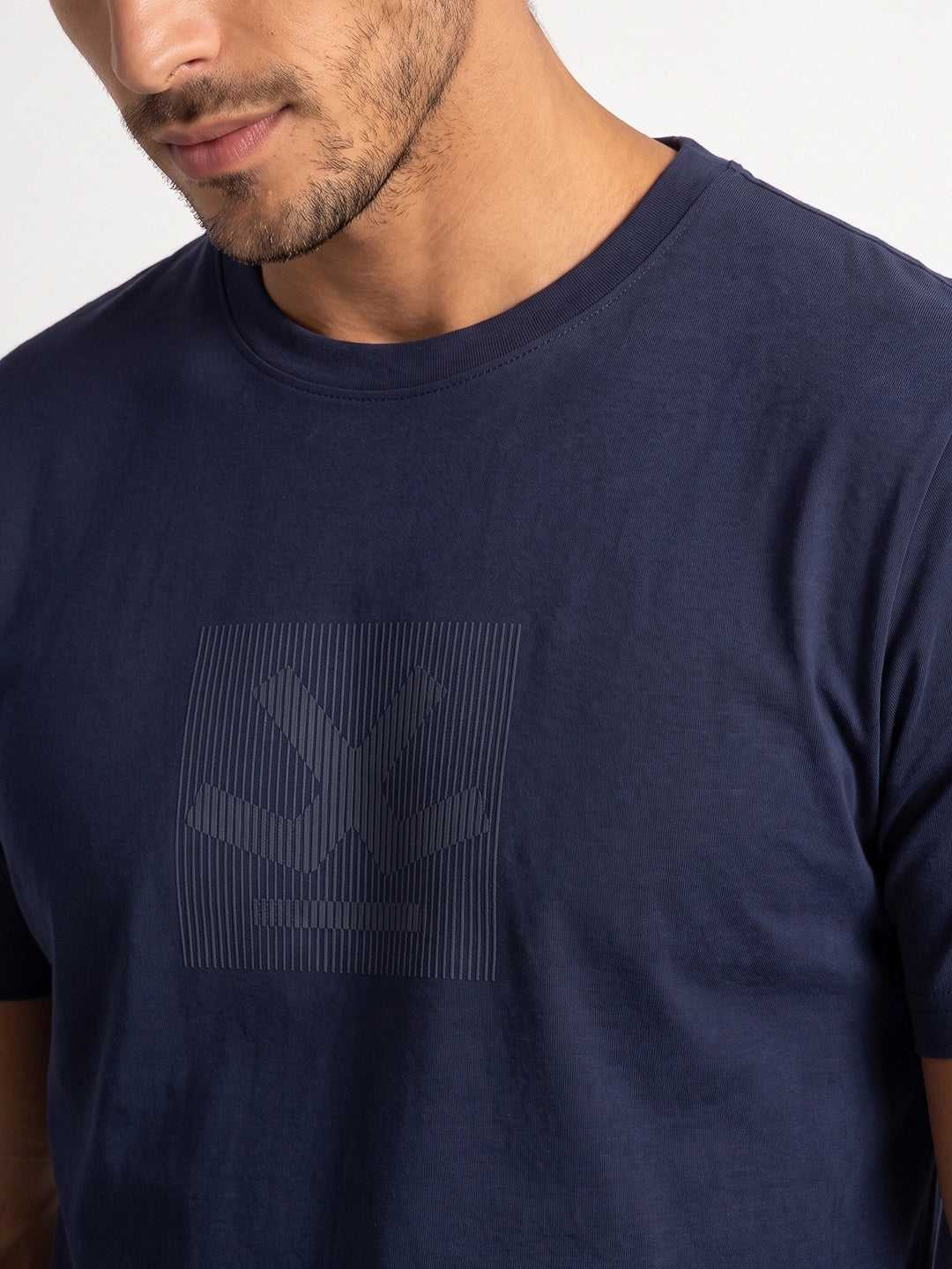Slim Fit Placement Printed T-Shirt | Navy Blue