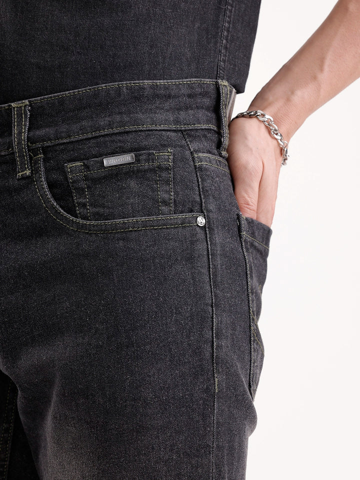 Faded Slim Fit Denim | Dark Grey